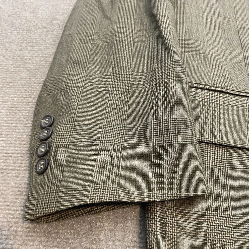 Jos A Bank Wool‎ Blazer Mens Size 43R Brown Plaid Two Button Sport Caot